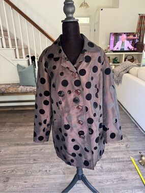 Tribal Brown Jacket with Black Polka Dots